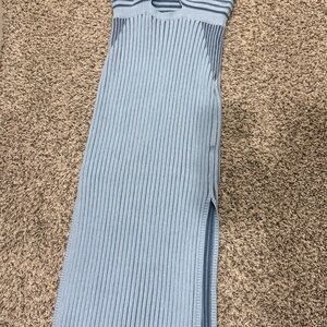 Blue Ribbed Knit Dress